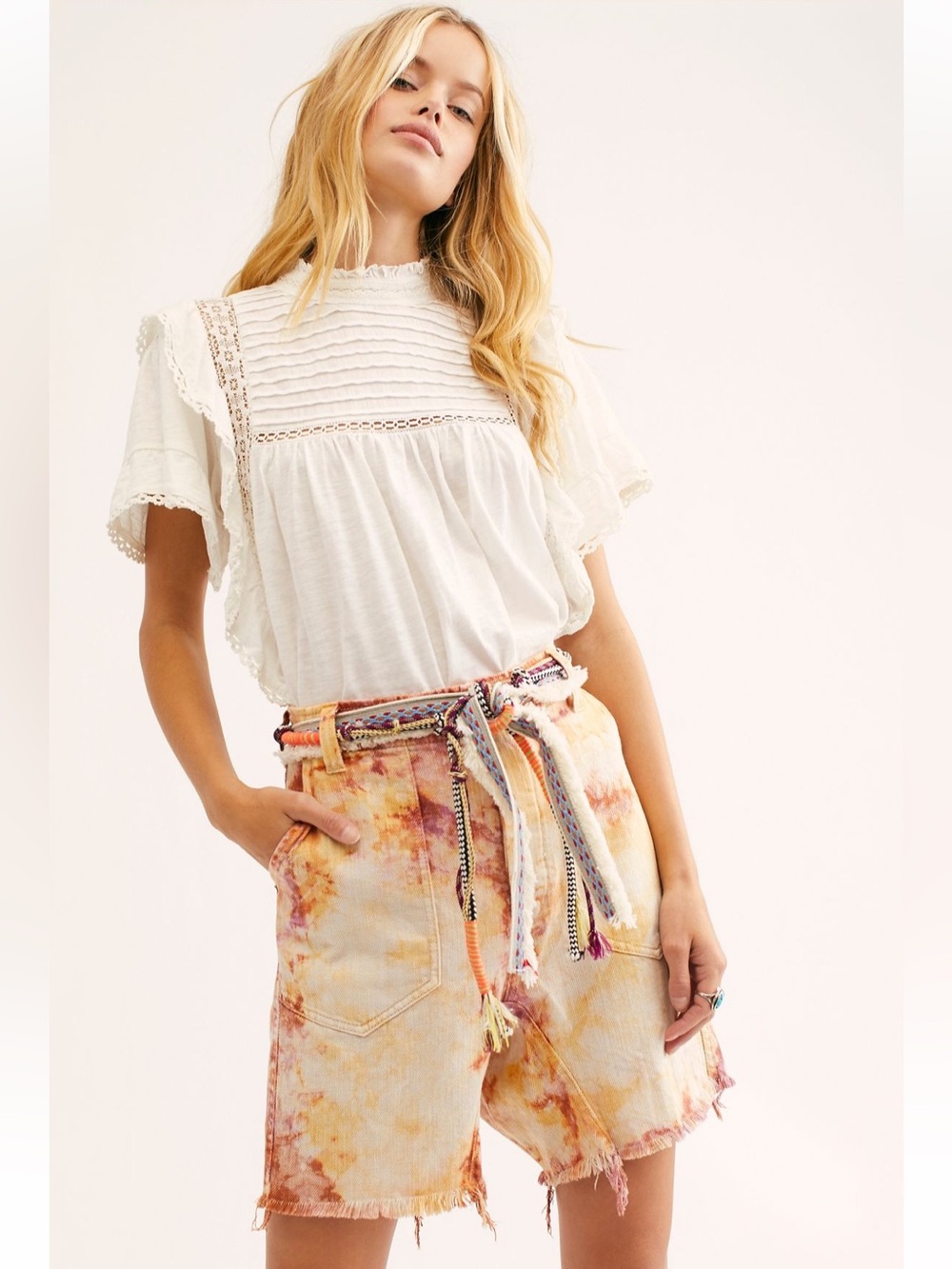 We the Free "She's a Legend" Harem/Bermuda Shorts in orange/apricot 4